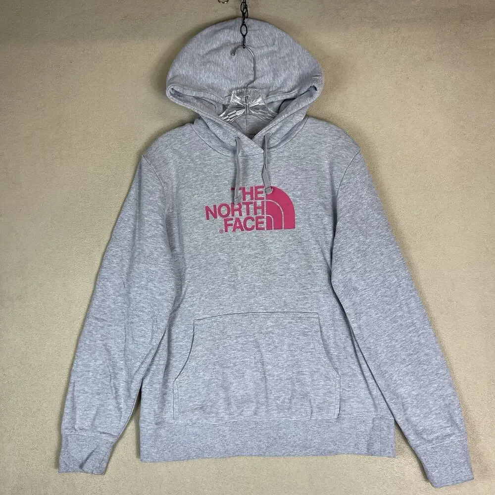 The North Face Hoodie Womens L Gray Pouch Pocket Long Sleeve Pullover Sweatshirt